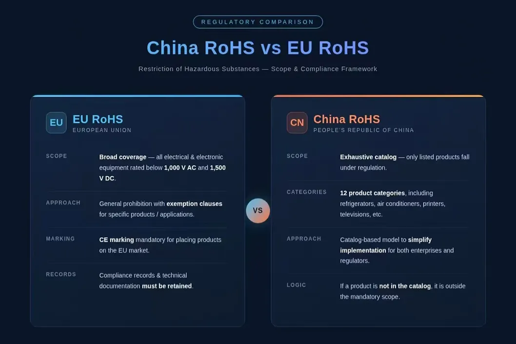 Differences between China RoHS and EU RoHS